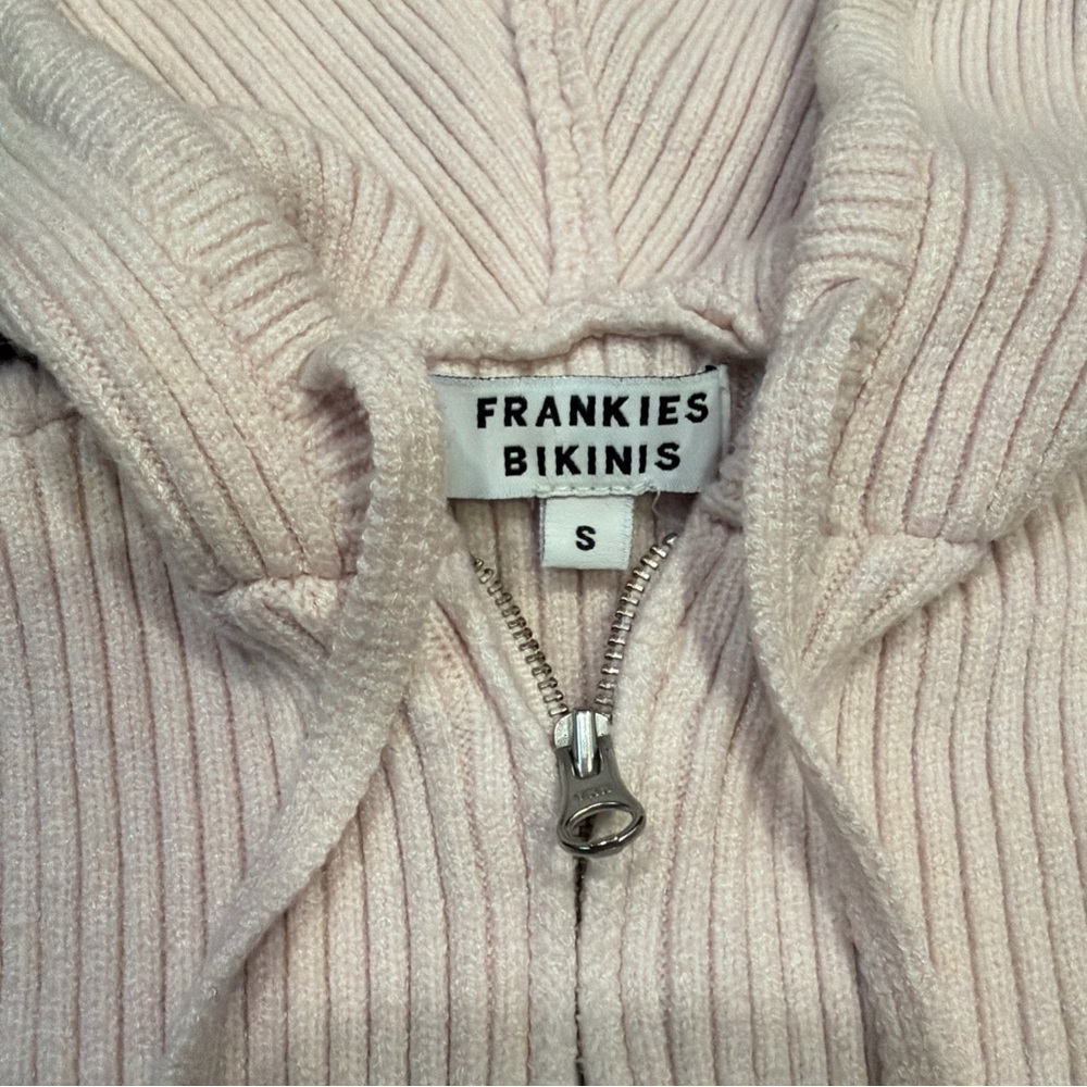 Frankies Bikinis Full Zip Hoodie Long Sleeve Light Pink Women’s Small - Picture 3 of 4